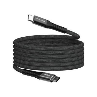 USB kábel, USB-C - USB-C, 1,2 m, 60W, mágneses, VERBATIM, fekete